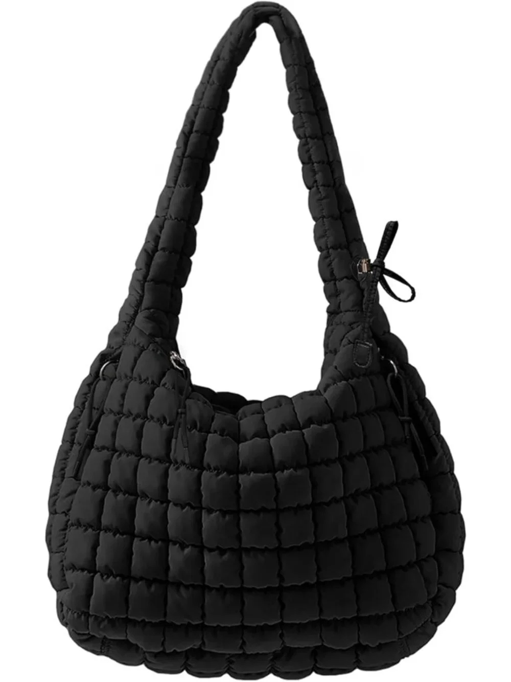 Trendy Quilted Puffer Tote Bag for Women | Nylon Crossbody Hobo Purse, Large